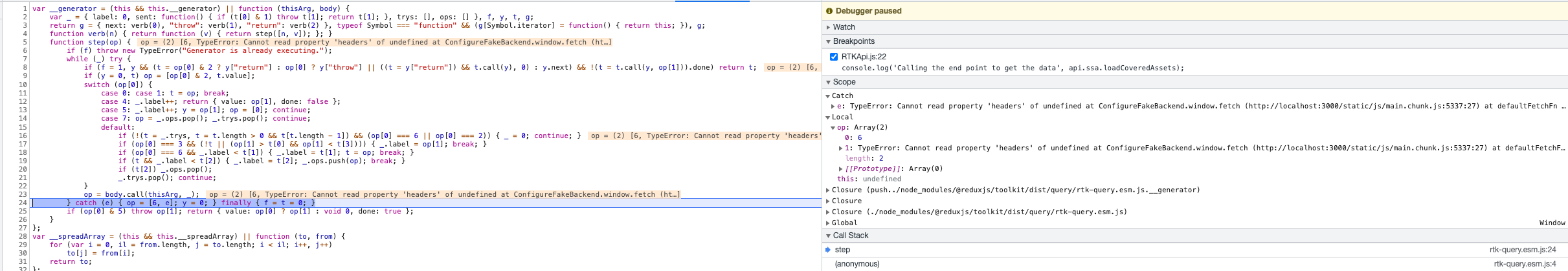 TypeError: Cannot read property 'headers' of undefined at ...