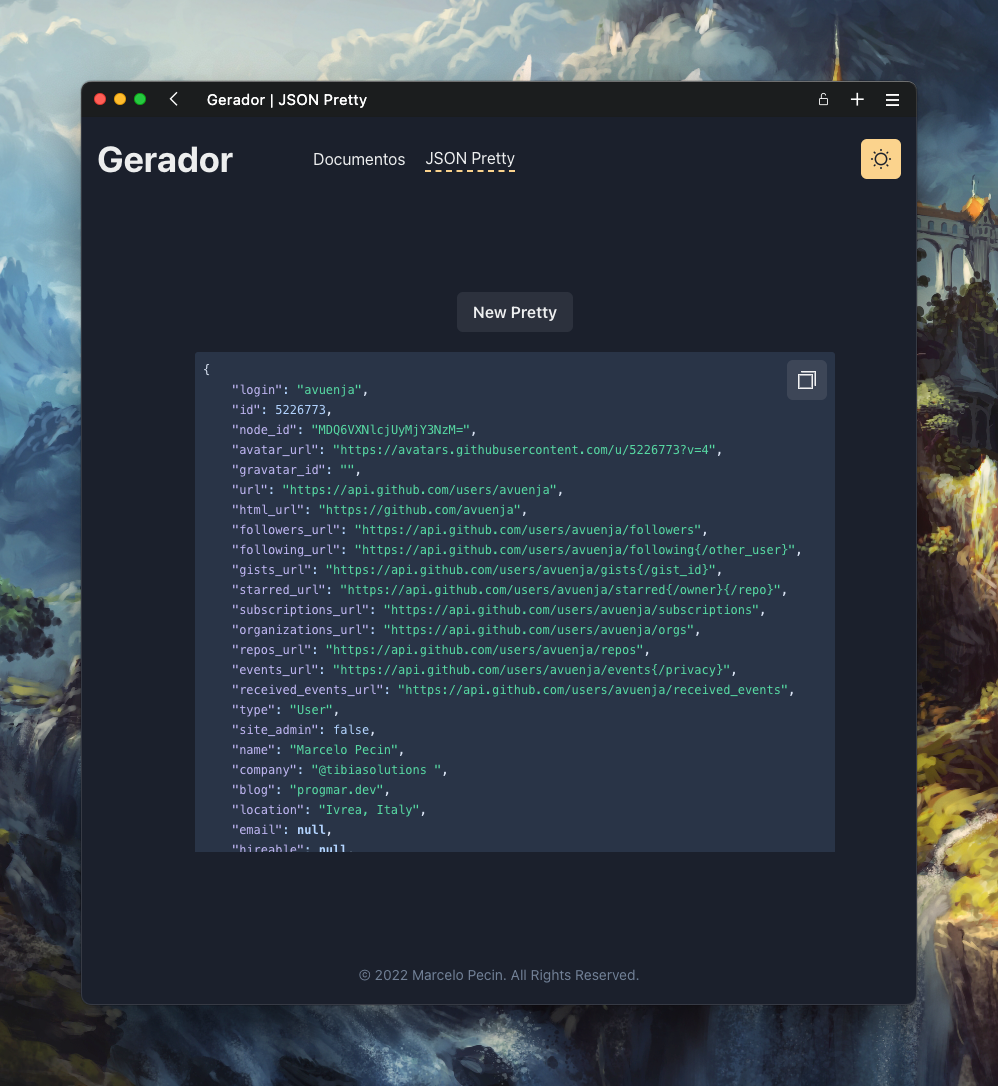 Gerador - JSON Pretty