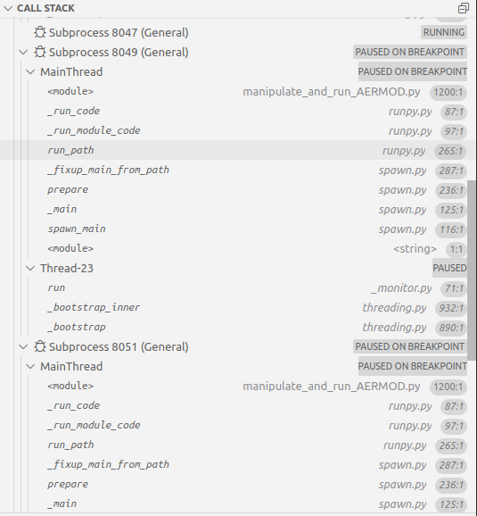 Why are multiple debugging threads being started in integrated Python ...