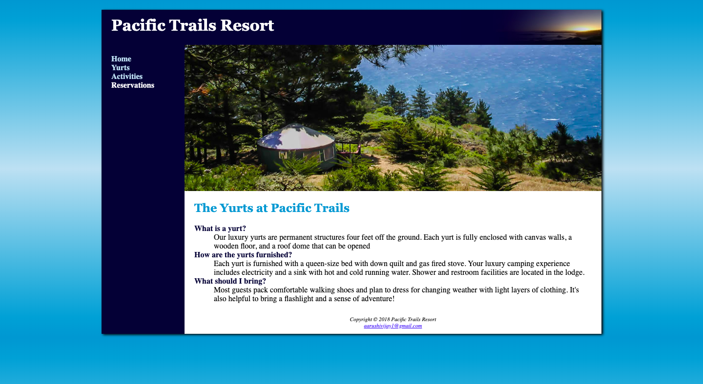GitHub - vaibhavheda/Pacific-Trails-Resort: Web development solutions to the website case study ...
