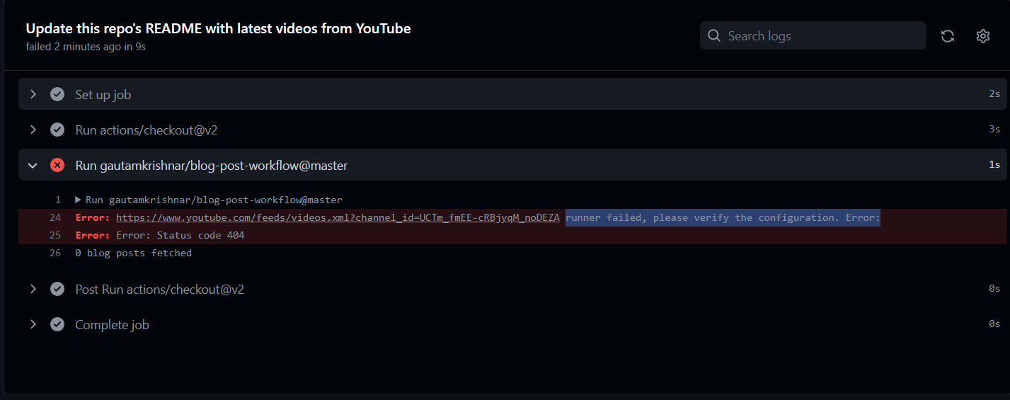 [Bug]: WorkFlow Failed for YouTube Channel · Issue #137 ...