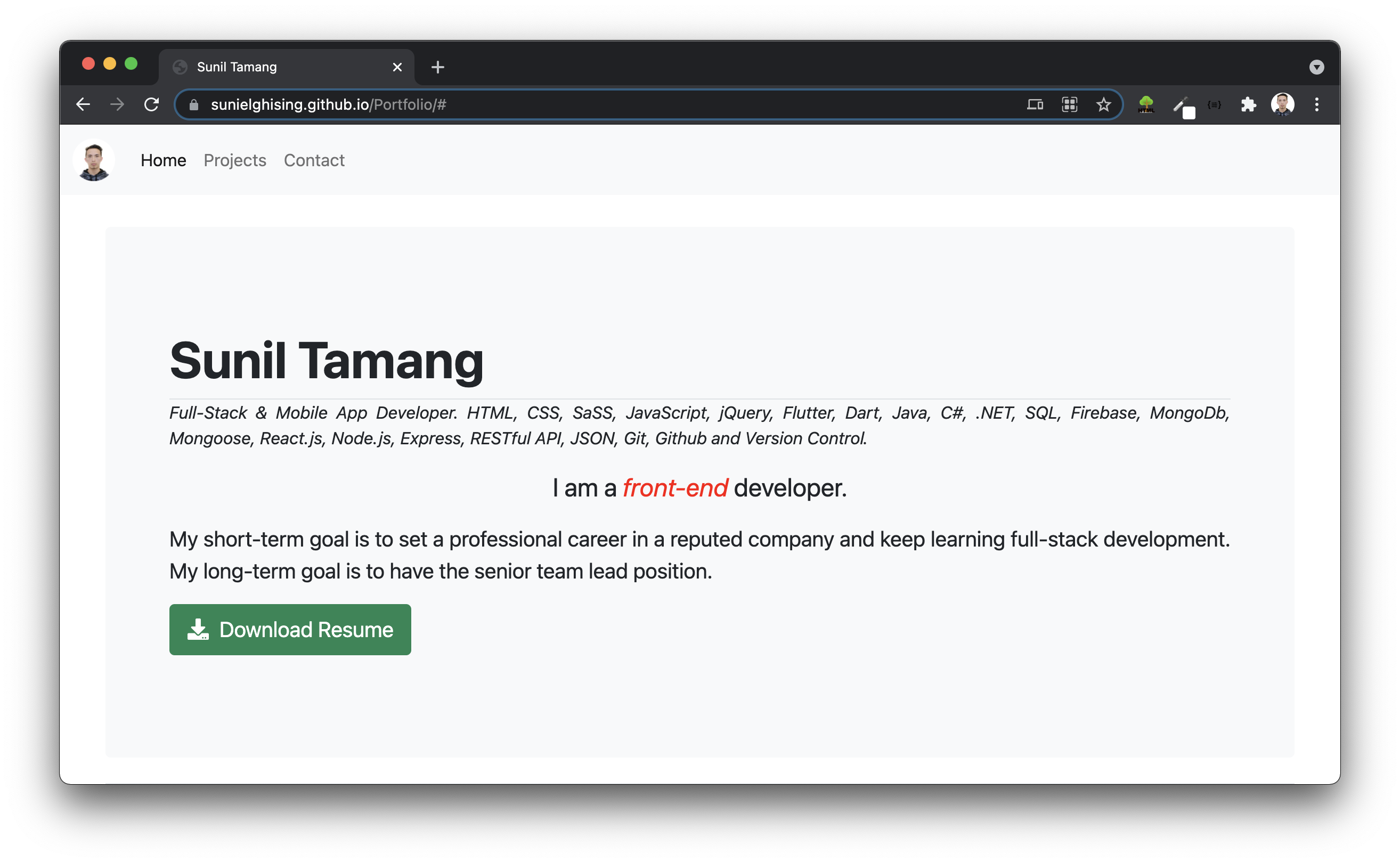 GitHub - sunielghising/Portfolio: A simple responsive web portfolio ...
