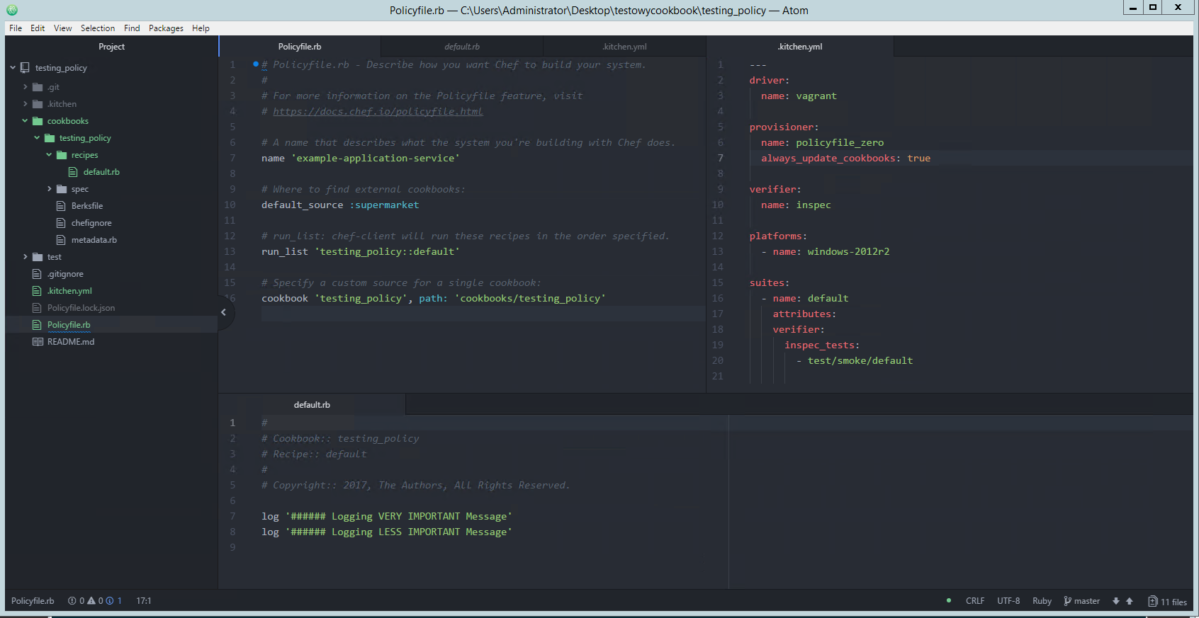 Chef 13, CHefDK 2.3.4, TestKitchen 1.17.0 Windows converge error with policyfile_zero