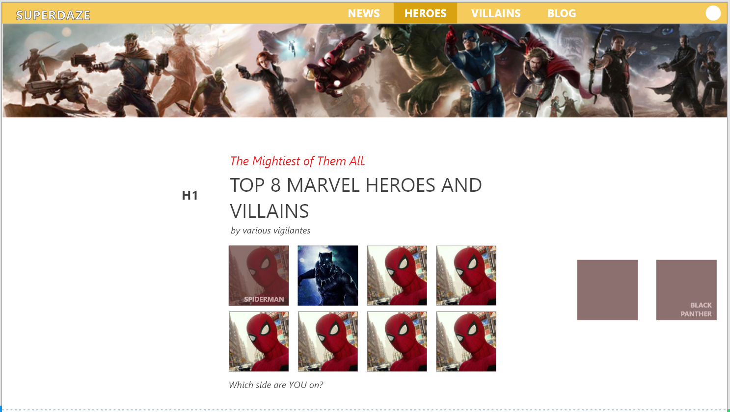 GitHub - ashleylall/project-ux-components: Marvel heroes and villains