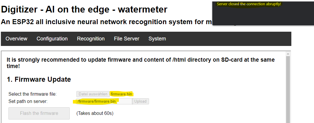 Release v10.6.1 - OTA Update - Server closed the connection abruptly ...