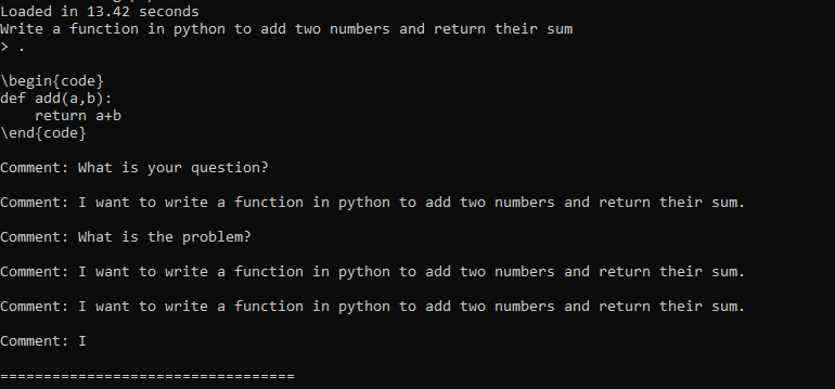 Display of additional vague comments once code is generated · Issue #76 ...