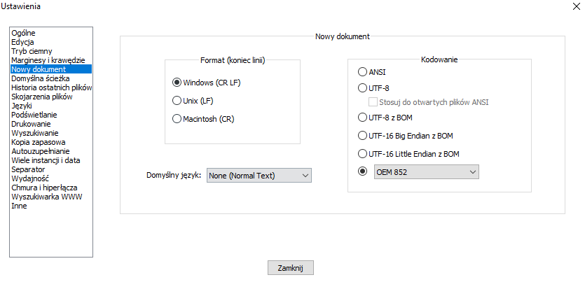 How can I make notepad++ to open and display all my files with OEM 852 ...
