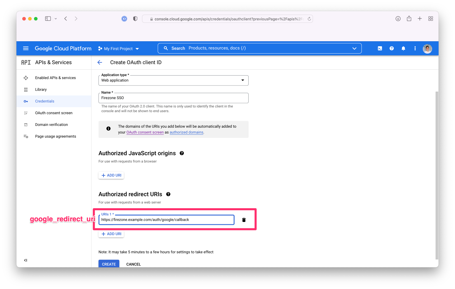 Create OAuth client ID