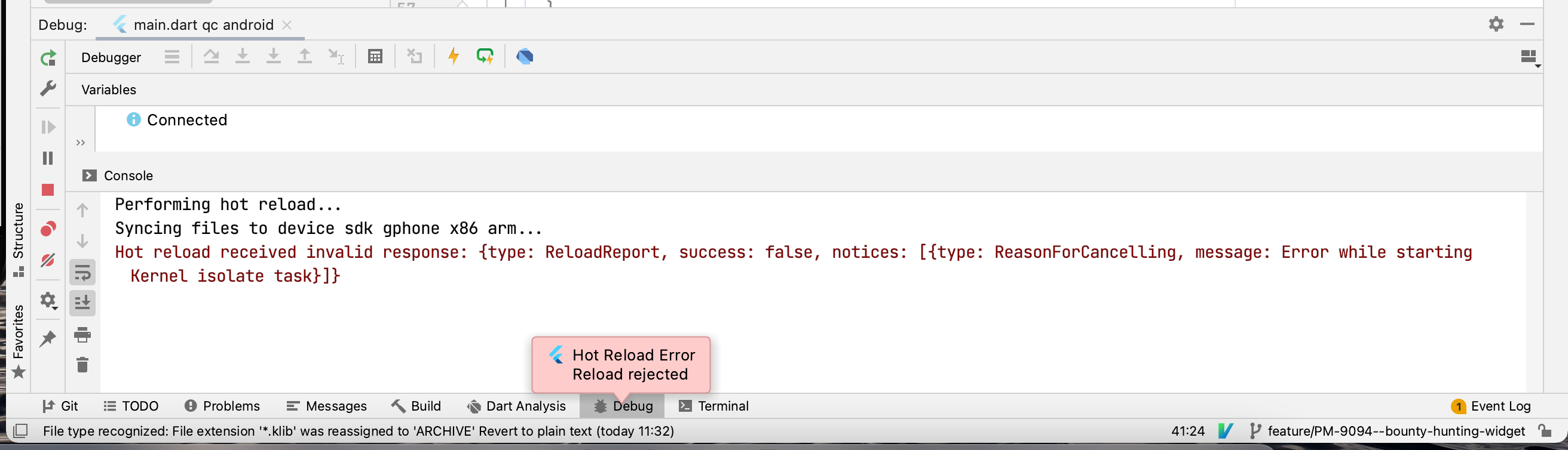 Debug error when tap hot reload (some time) · Issue #5513 · flutter ...