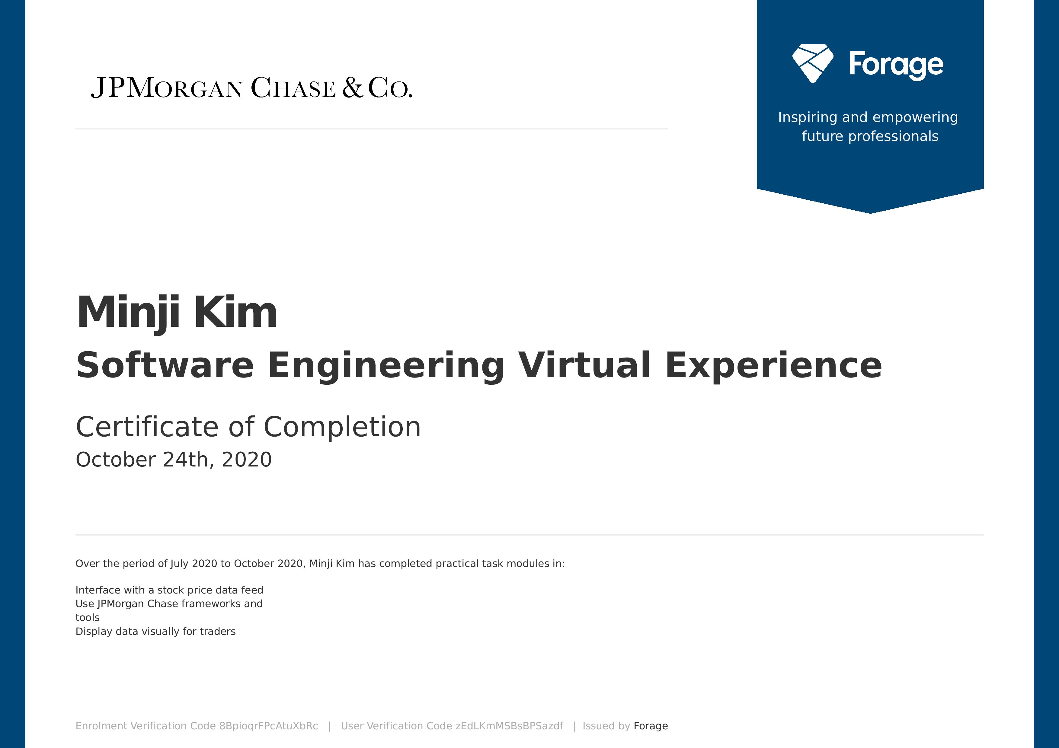 GitHub Minji mia JPMorgan Chase Virtual Internship JP Morgan Chase 