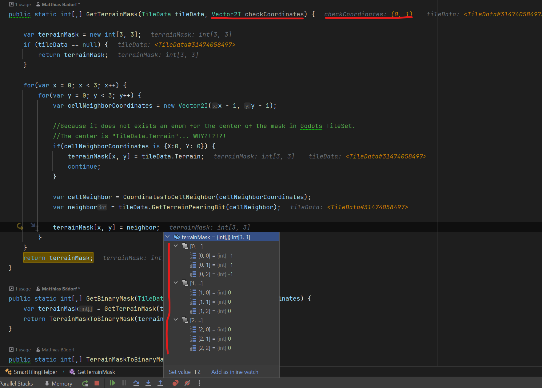 C# GetTileData in TileSetAtlasSource swappes X and Y coordinates, so it ...