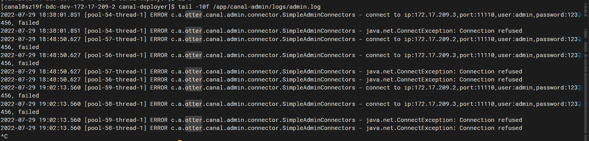 canal-admin server状态断开 · Issue #4330 · alibaba/canal · GitHub