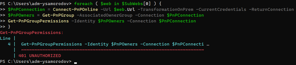 [BUG] Get-PnPGroupPermissions On Premises 401 UNAUTHORIZED · Issue #406 ...