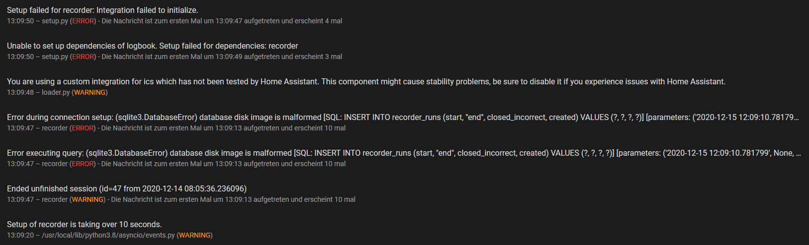 Problem recorder after update · Issue #44248 · home-assistant/core · GitHub