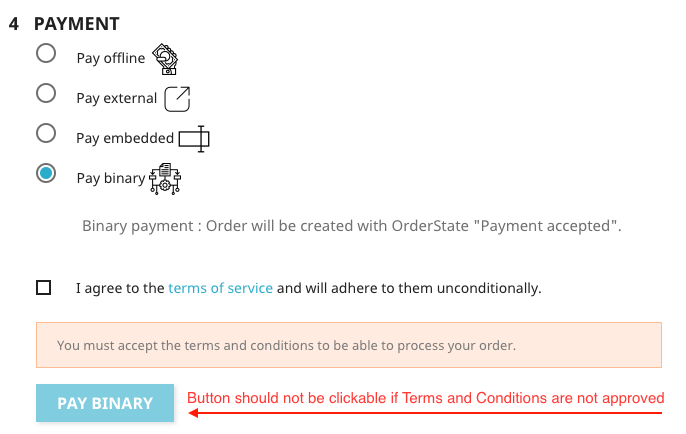 Confirmation button on Checkout should be disabled if Terms and 