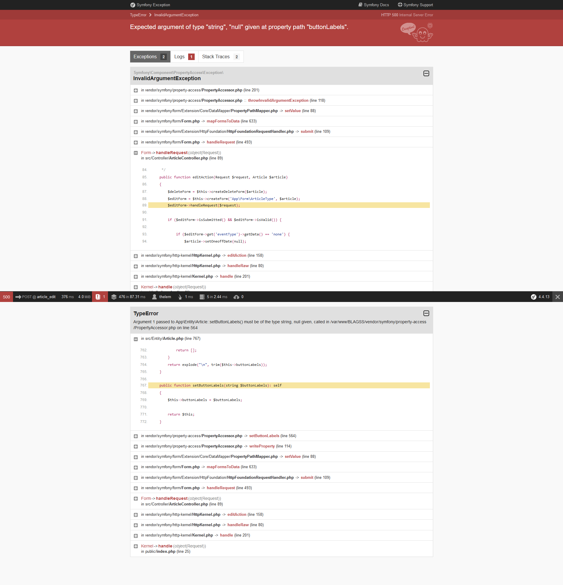 Screenshot_2020-10-18 Expected argument of type string , null given at property path buttonLabels (500 Internal Server Error)