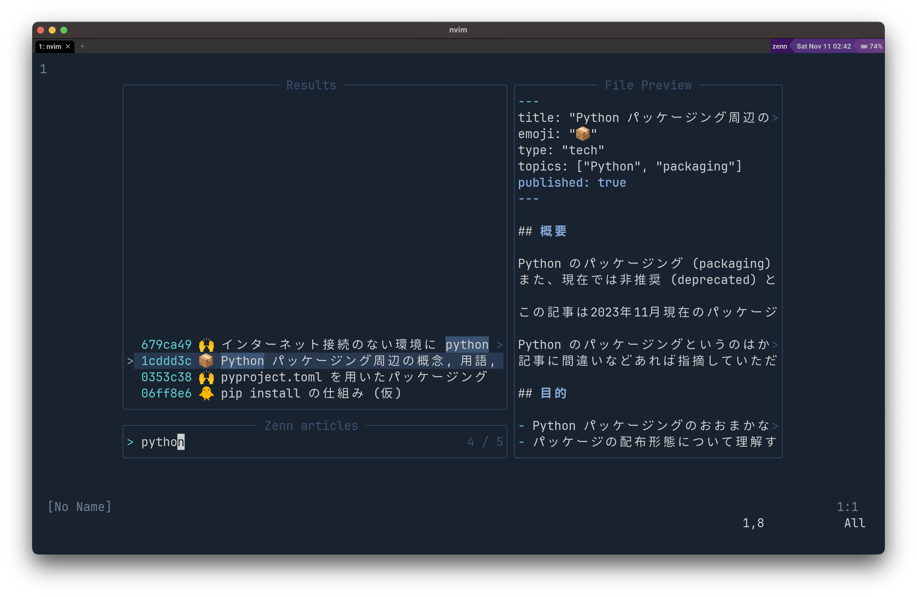GitHub sankantsu/telescopezenn.nvim Zenn の記事執筆を支援する telescope.nvim の拡張