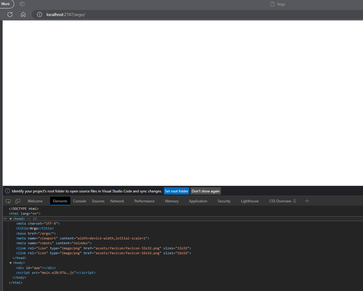Setting basehref to "/argo/" and then accessing via portforward does