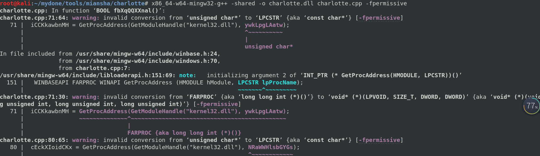 生成dll报错· Issue #11 · 9emin1/charlotte · GitHub