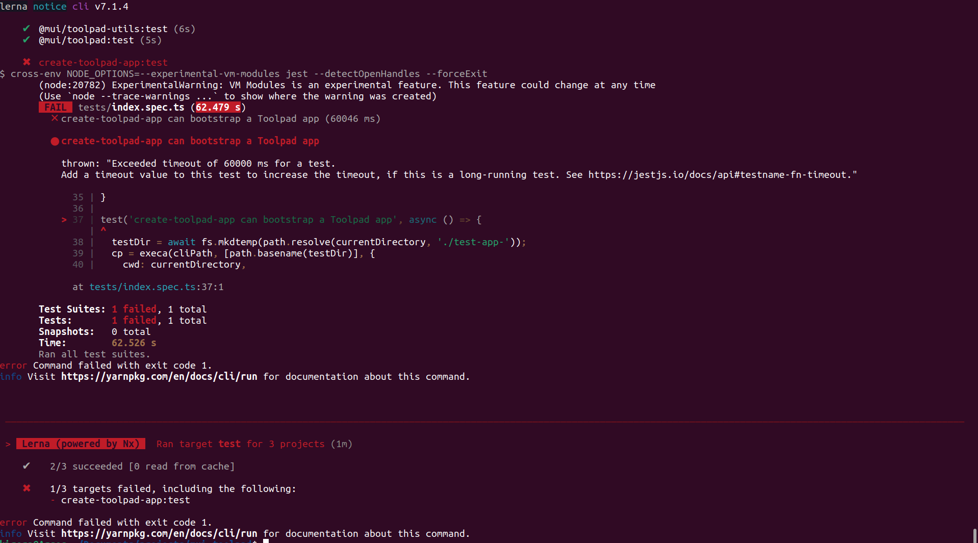 Failing "Createtoolpadapptest" test on cloning repository · Issue 2414 · mui/muitoolpad