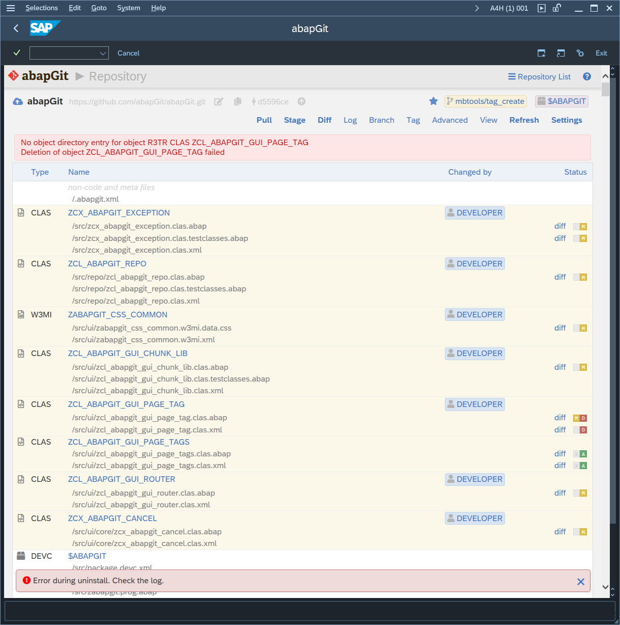 Deletion of object failed CLAS · Issue #5593 · abapGit/abapGit · GitHub
