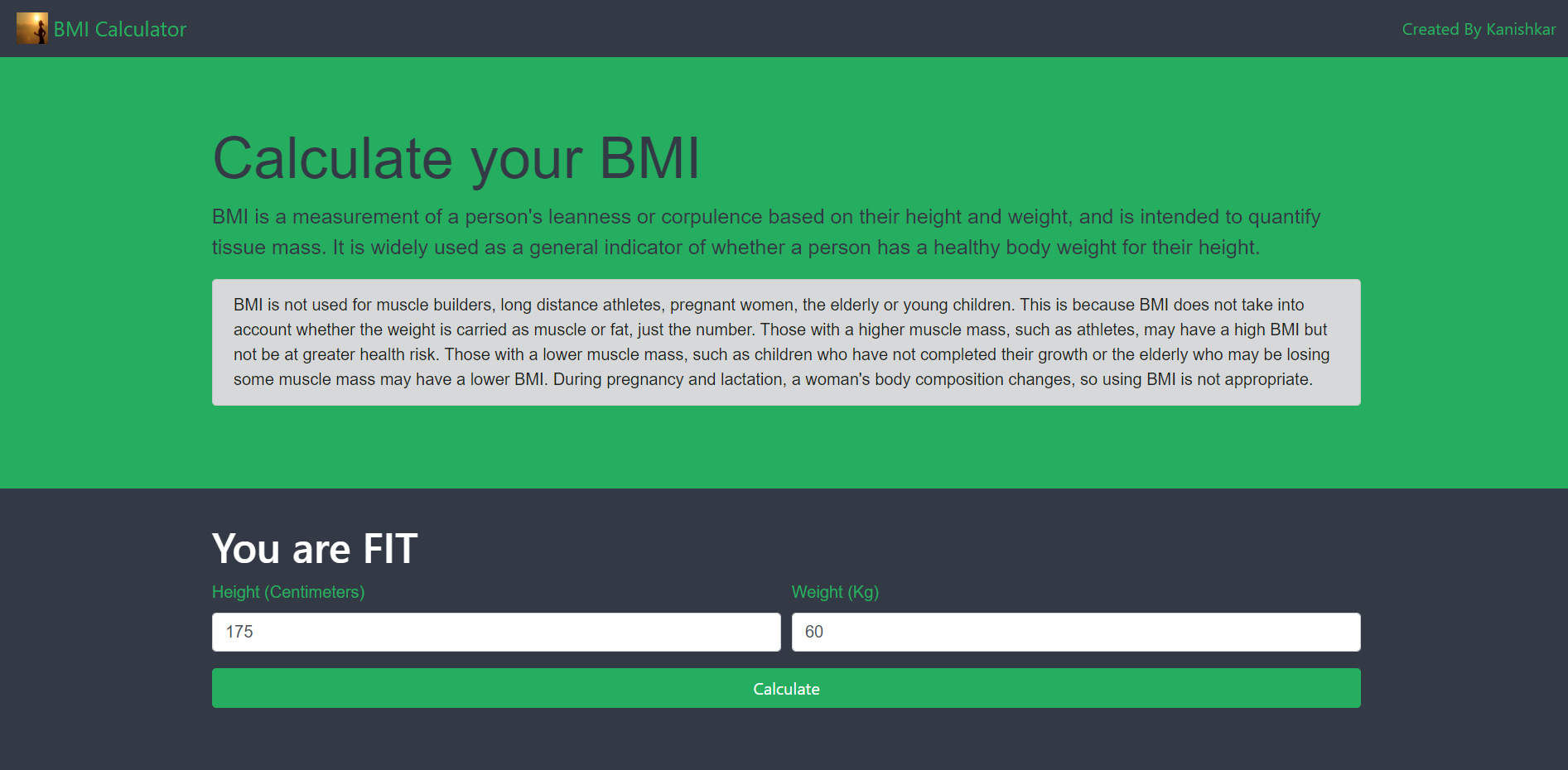 GitHub - Kanish07/BMI-Calculator: A Simple BMI Calculator