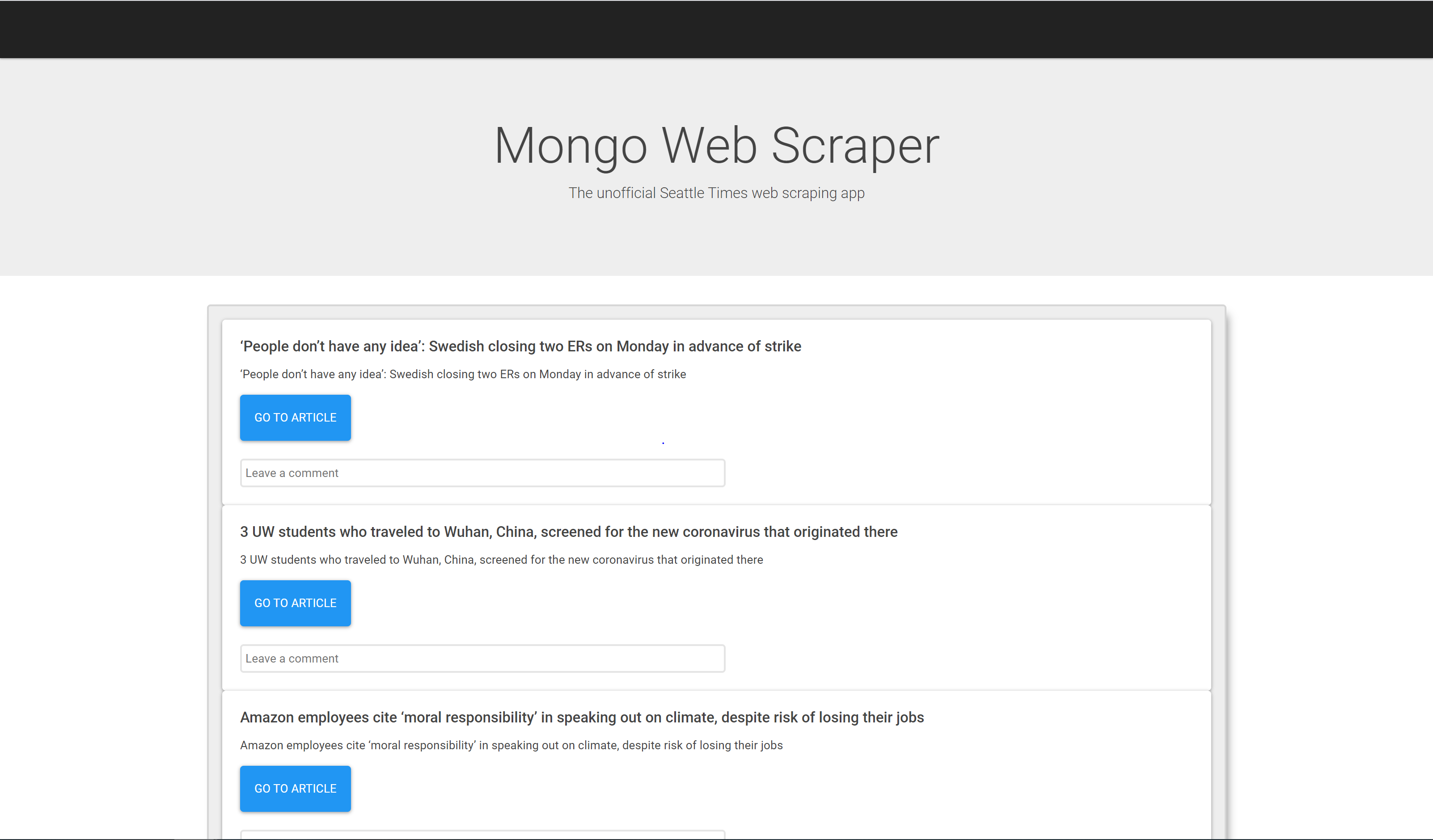 GitHub jshuang2/MongoScraper A web app that lets users view and leave comments on the