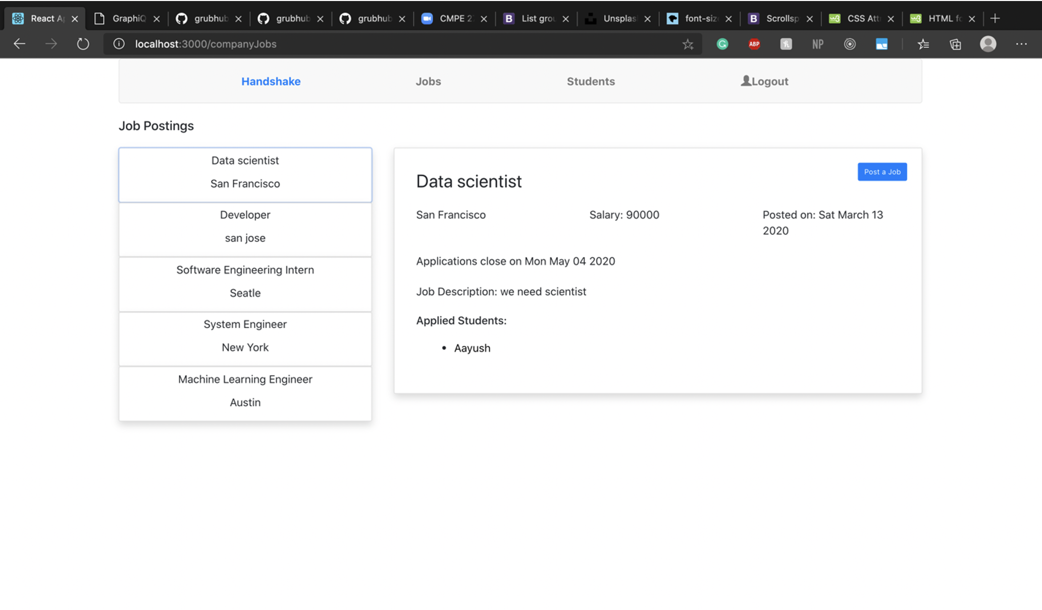 GitHub - deepenpatel3/Handshake_Prototype: Developed prototype of ...