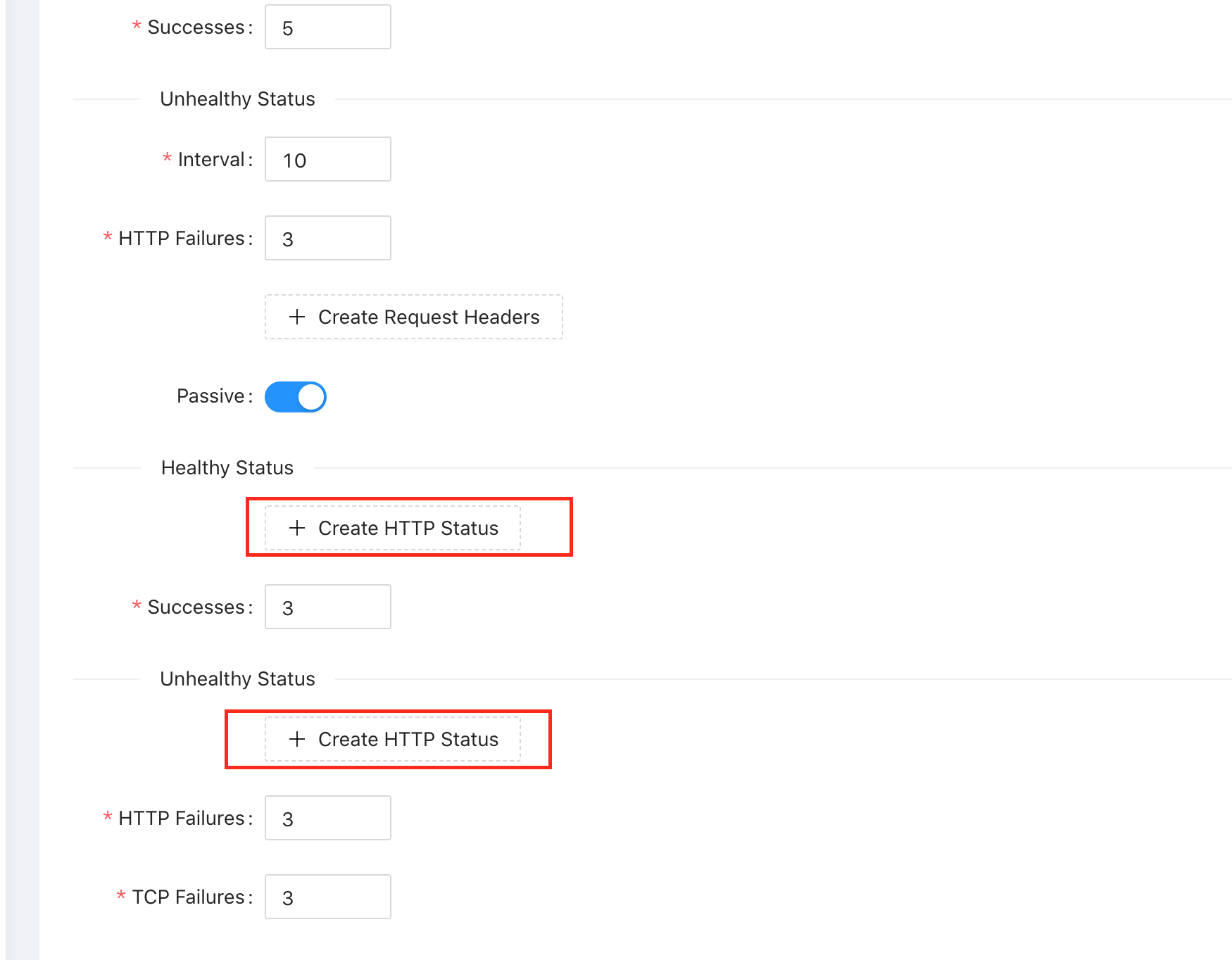 there is no default status code when configuring the health check ...