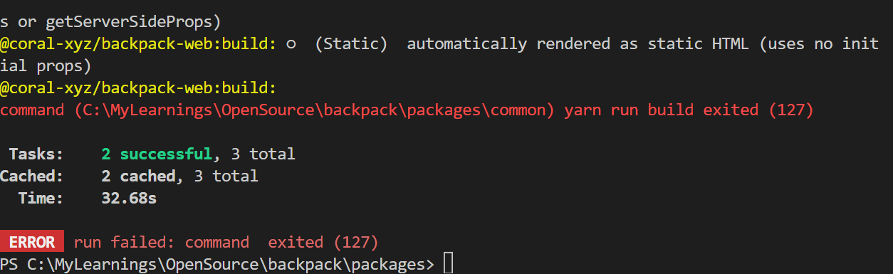 PFA: getting error on yarn build · Issue #3623 · coral-xyz/backpack ...