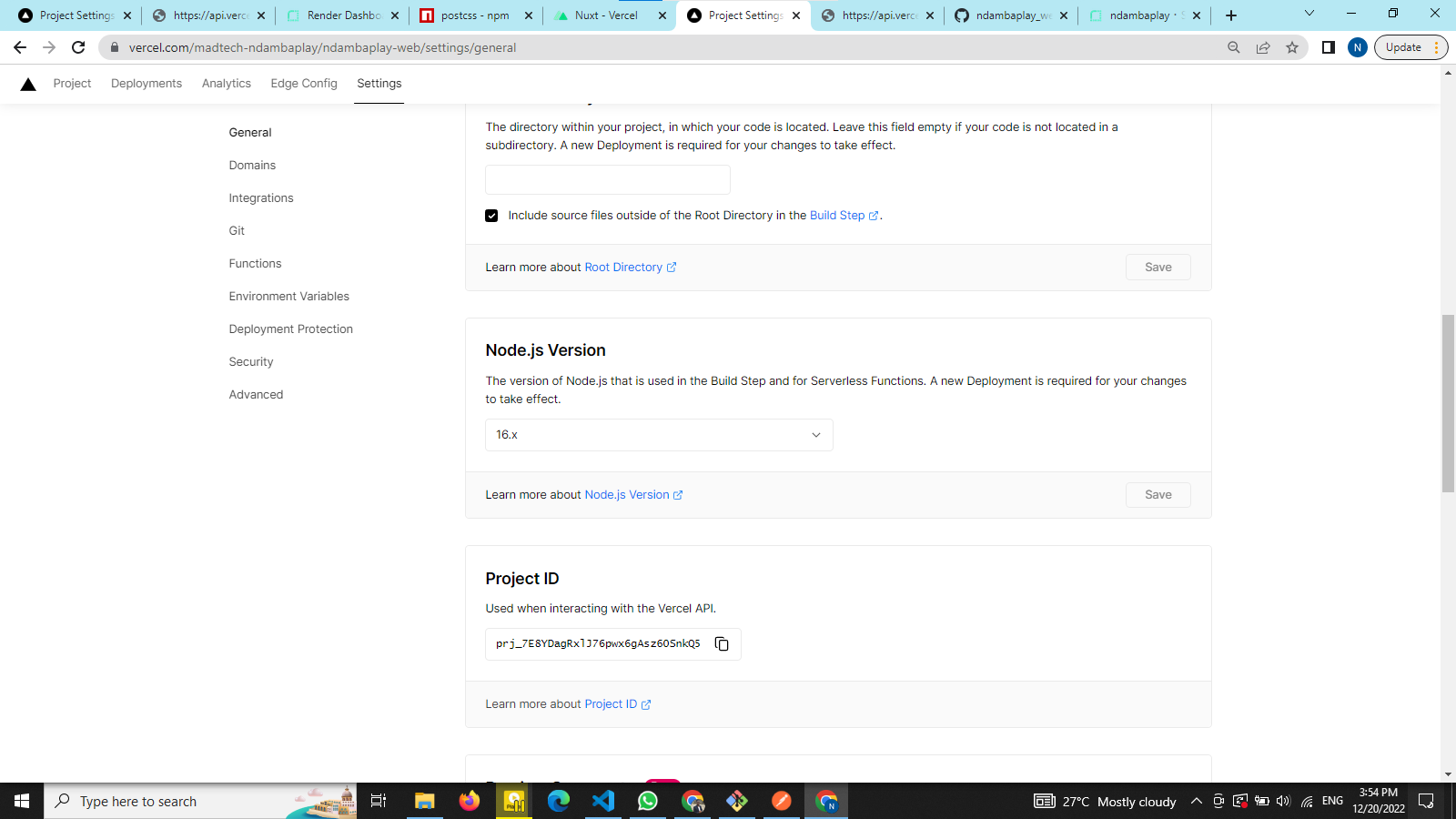 The engine "node" is with this module · vercel