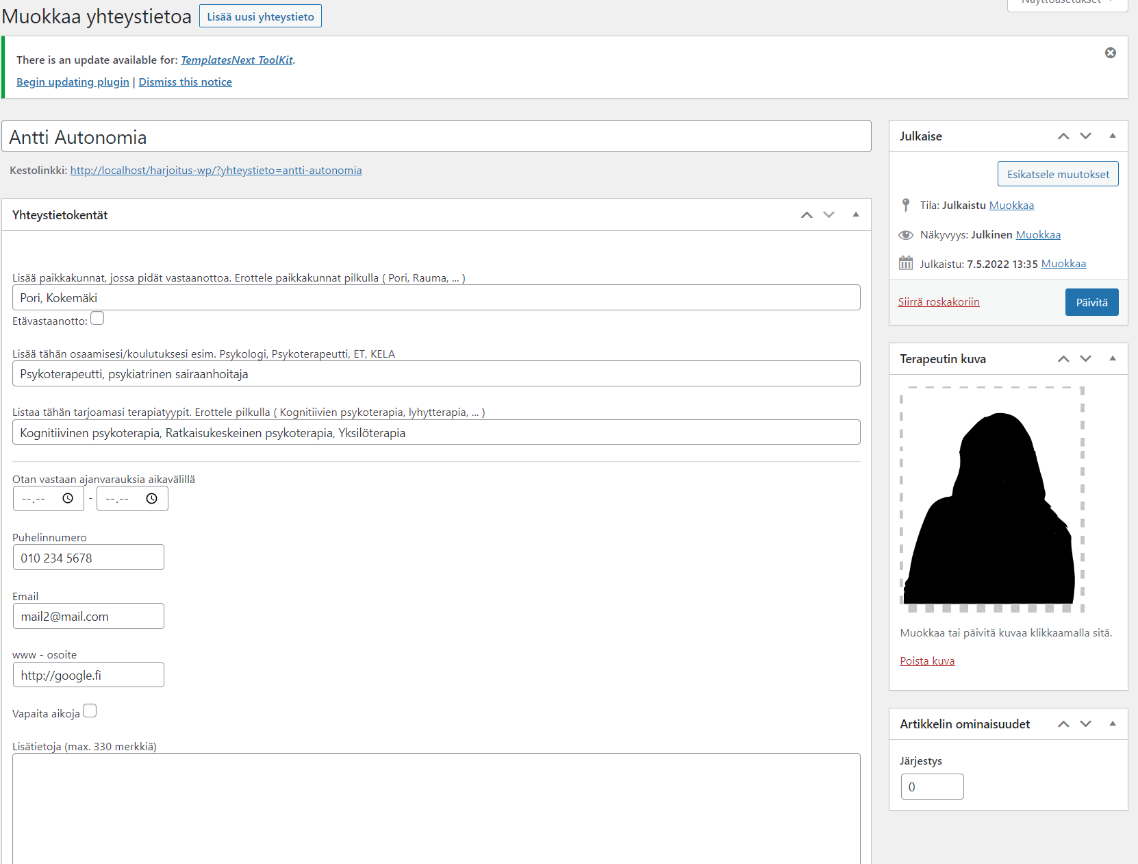 GitHub JarkkoKivi/contactplugin Contact plugin for WordPress customer