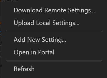 App Settings context menu inconsistent with Functions · Issue #2021 ...