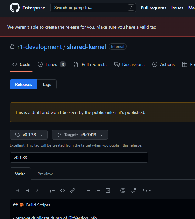 Cannot Publish Draft Release · community · Discussion #16500 · GitHub