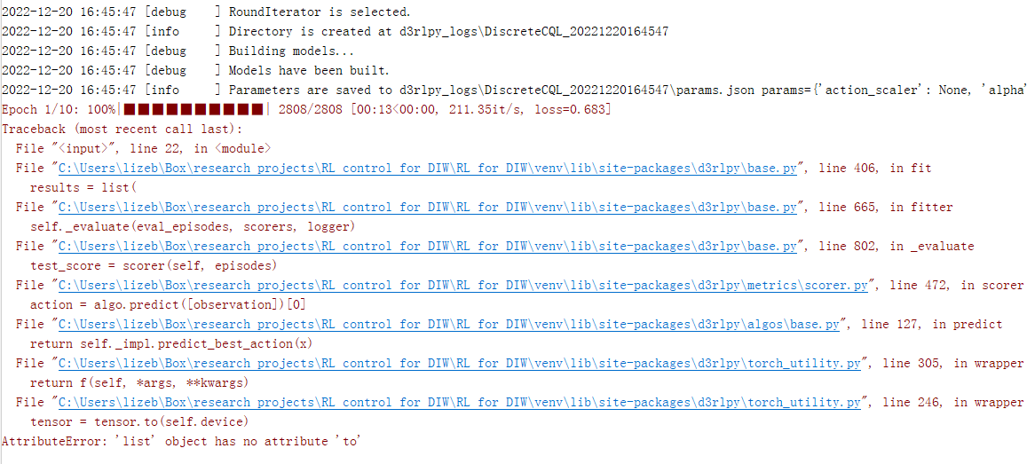 D3rlpy Rl Code Examples AttributeError: 'list' object has no attribute 'to' · Issue #252 ...
