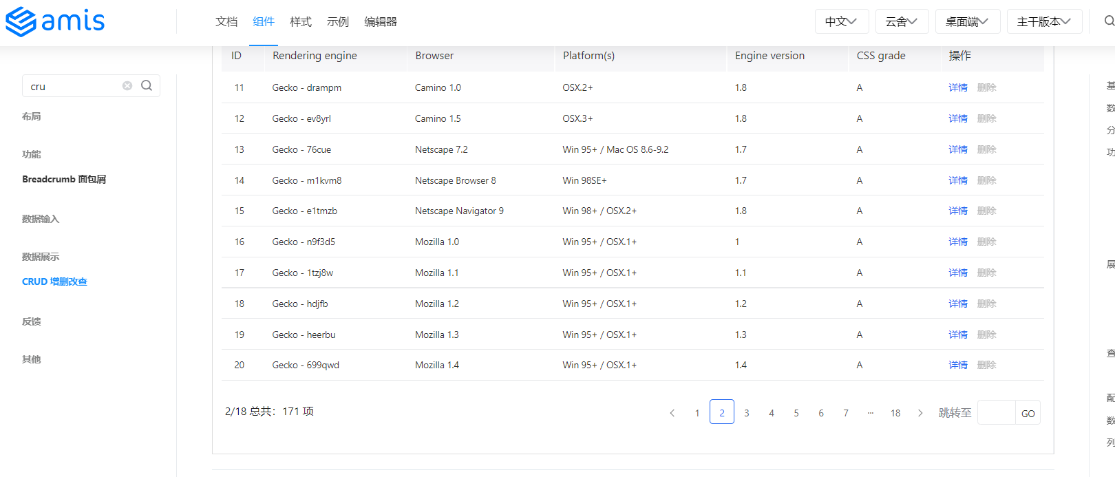 crud点击分页后位置偏移 · Issue #5490 · baidu/amis · GitHub