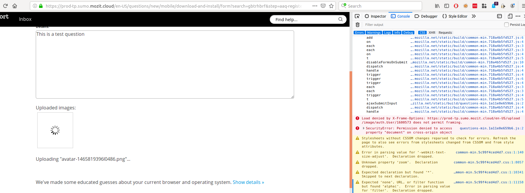 [infra] Cannot upload image to new question · Issue #3706 · mozilla ...