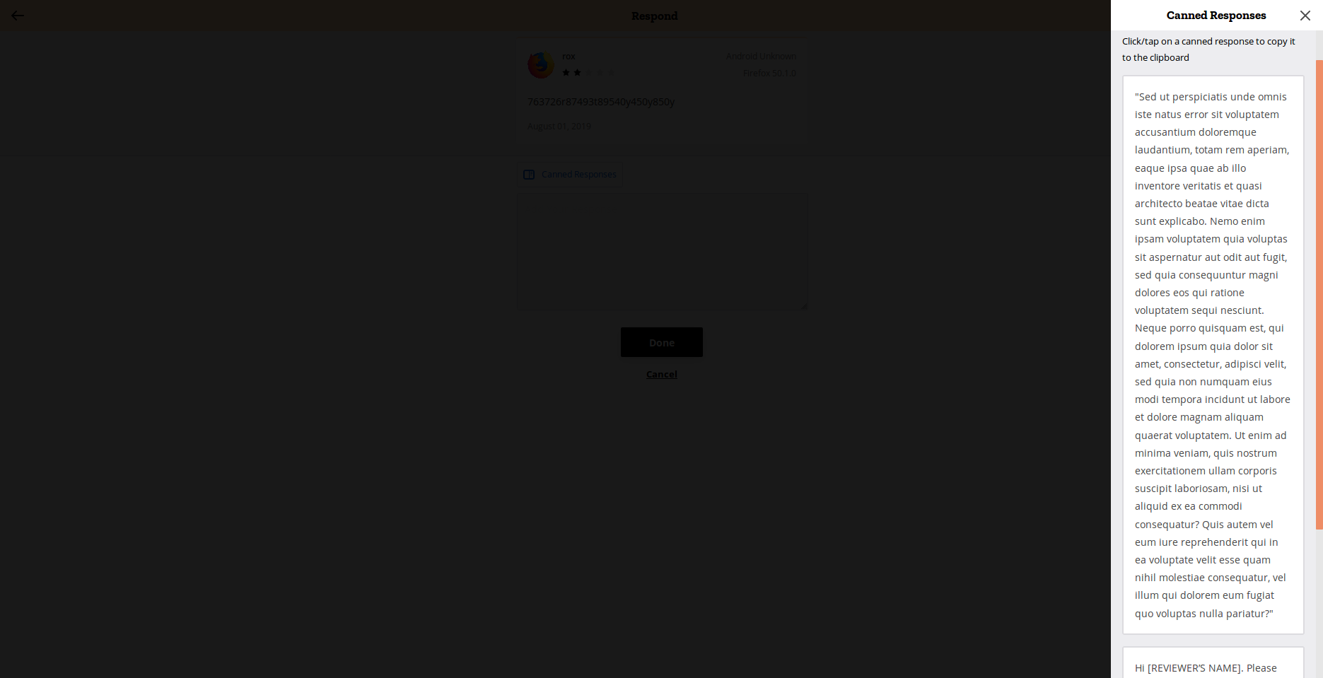 Large text in Canned Responses is not pasted entirely in the Respond
