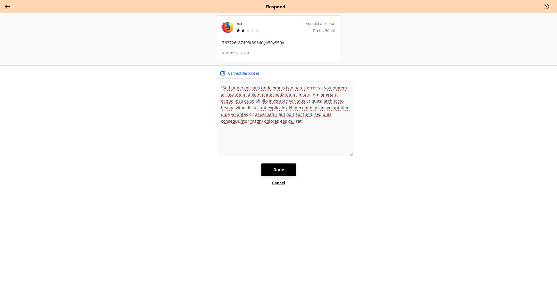 Large text in Canned Responses is not pasted entirely in the Respond