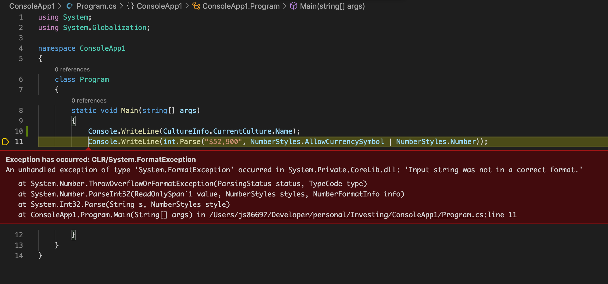 Int32.Parse(string s, NumberStyle style) fails on Mac OS X · Issue ...