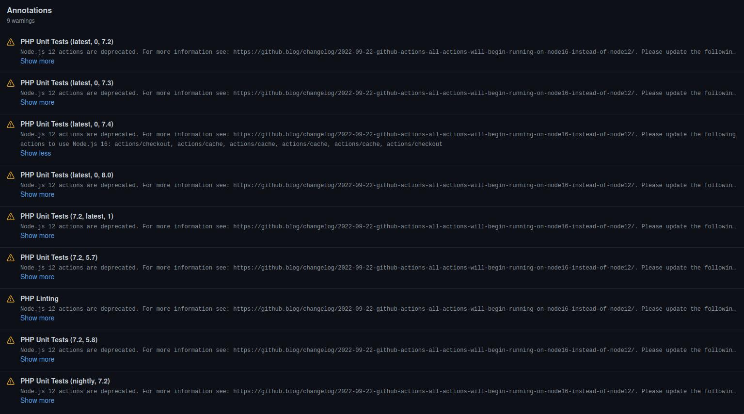 Update nodejs version used by the github actions issue 5937