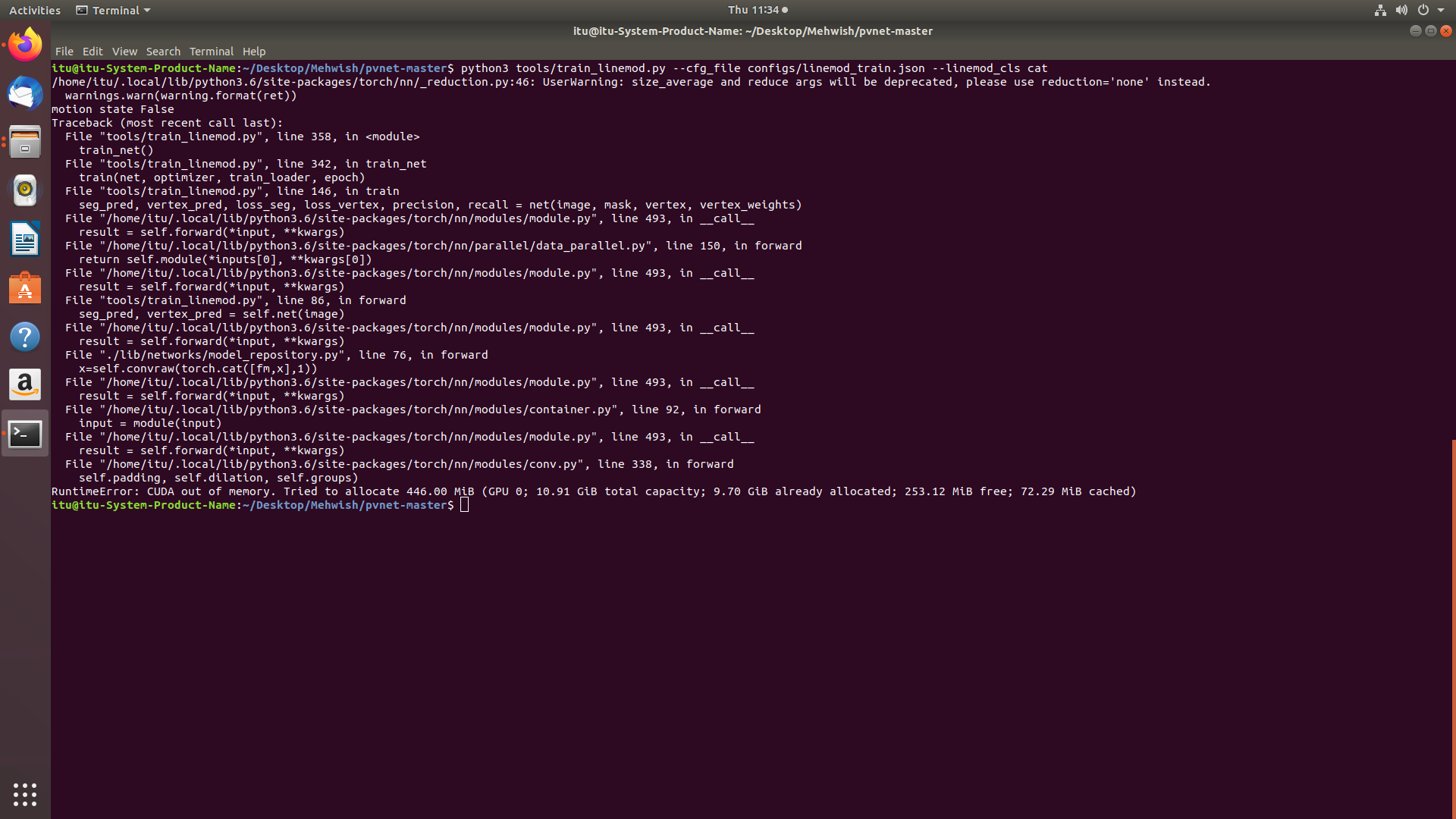 RuntimeError: CUDA out of memory error · Issue #121 · zju3dv/pvnet · GitHub