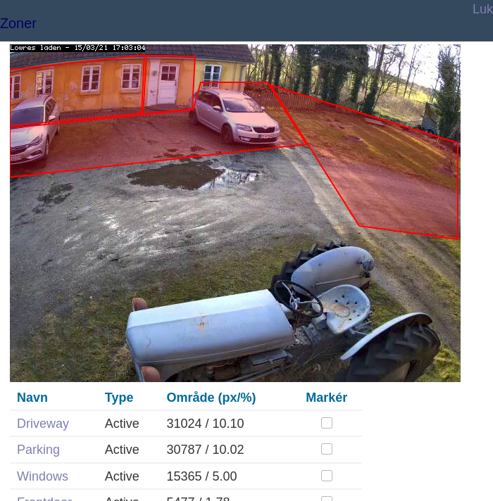 Zoneminder zones overlayed with offset on object detection images