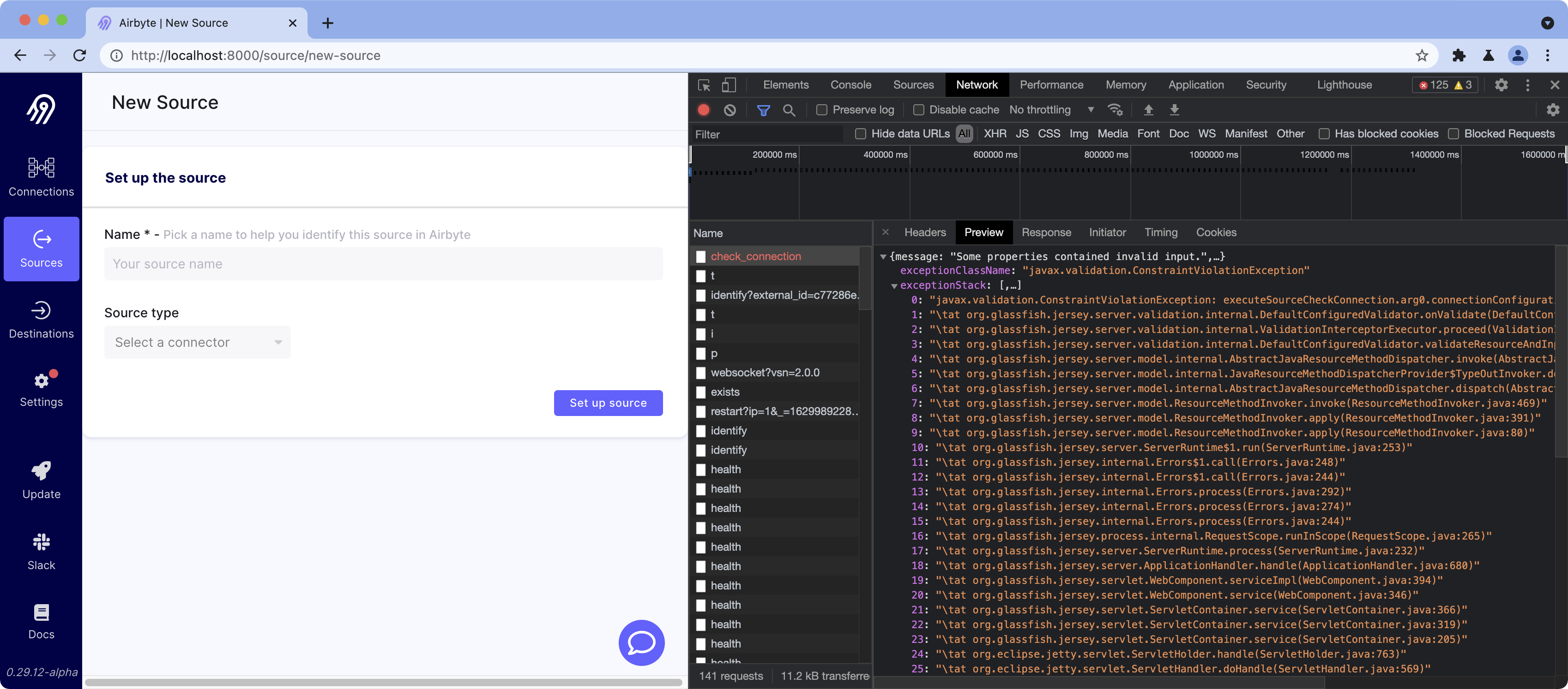 check_connection returns 400 when adding source in port
