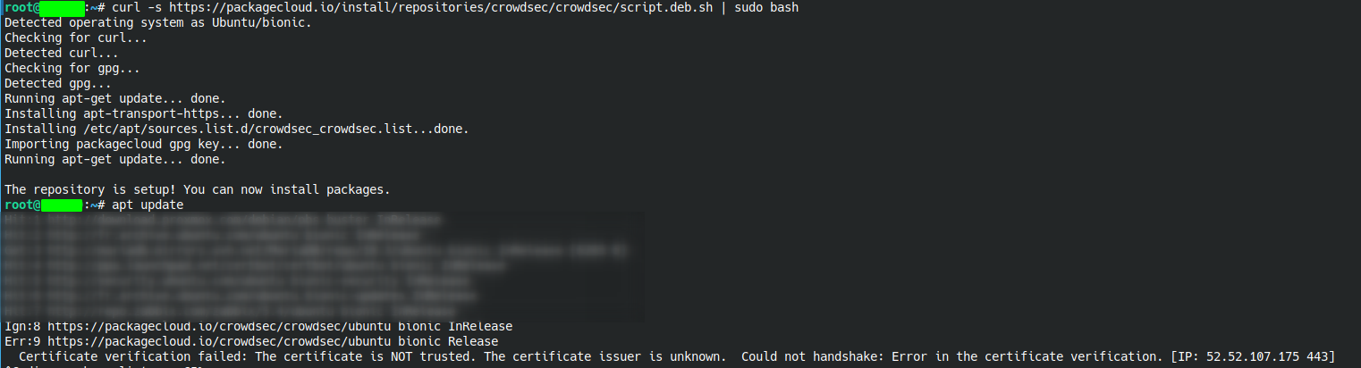android flutter... Bug/installer Error when adding crowdsec repository on Ubuntu 18.04 ...