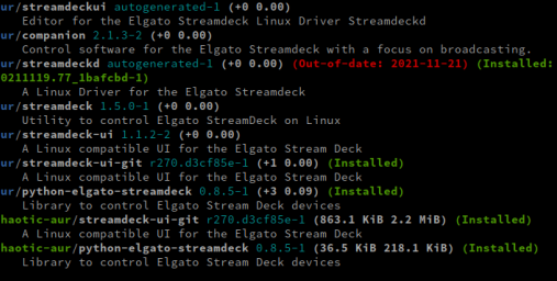 previous installed packages