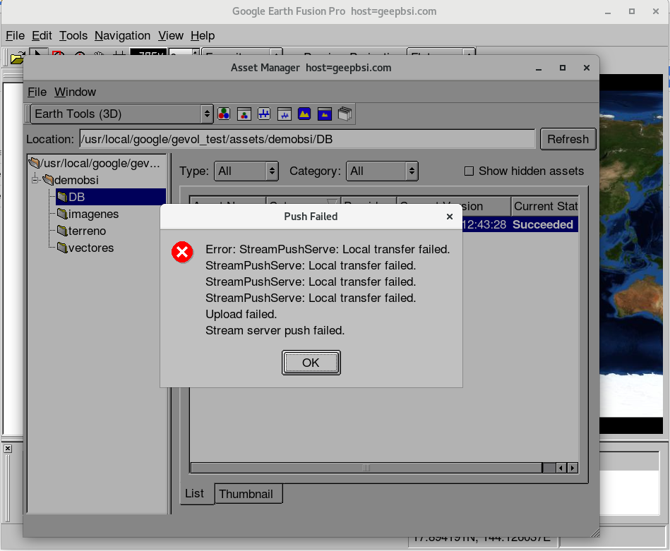 Fail to push a DB · Issue #1425 · google/earthenterprise · GitHub