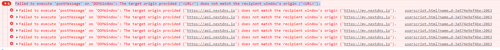 nextdns export error