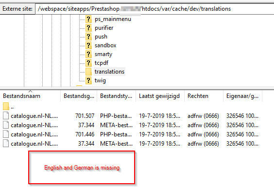 Filezilla - screenshot var cache dev translations
