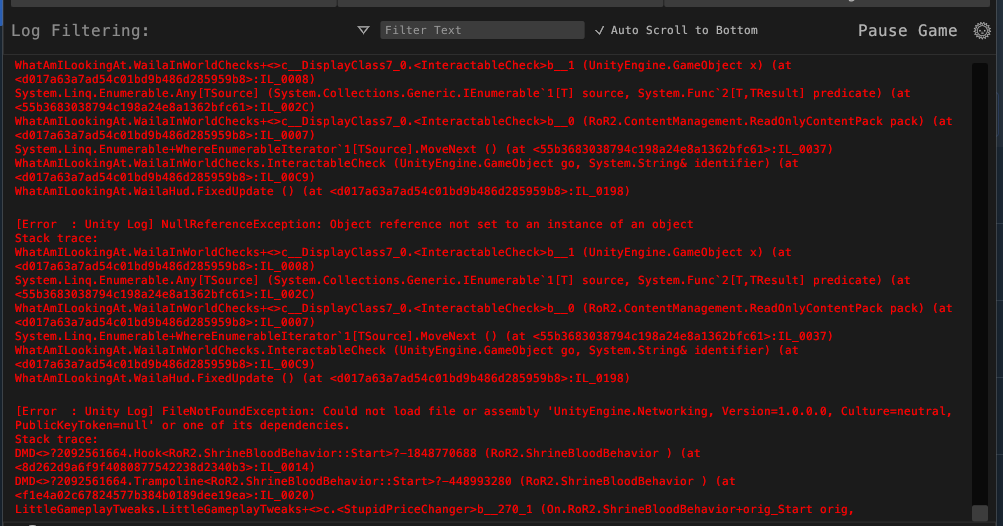 Console spam a lot of errors for 2 ofr your mods issue 91 bubbet